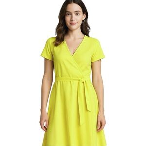 SMASHED LEMON New Ciana Summer Wrap Dress Yellow Plus Size V Neck Textured 16